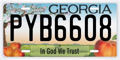 GA license plate PYB6608