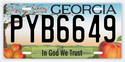 GA license plate PYB6649