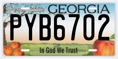GA license plate PYB6702