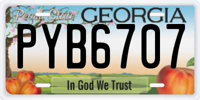 GA license plate PYB6707