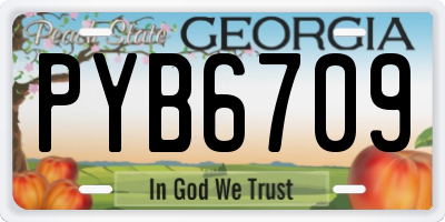 GA license plate PYB6709