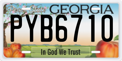 GA license plate PYB6710