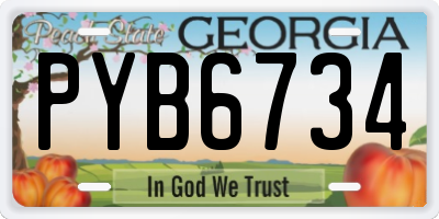 GA license plate PYB6734