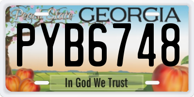 GA license plate PYB6748