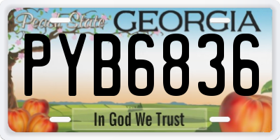GA license plate PYB6836