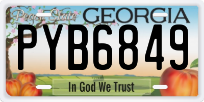 GA license plate PYB6849