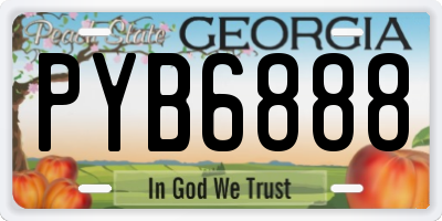 GA license plate PYB6888