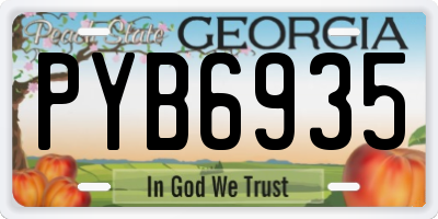 GA license plate PYB6935