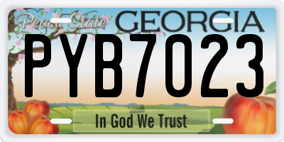 GA license plate PYB7023