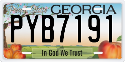 GA license plate PYB7191
