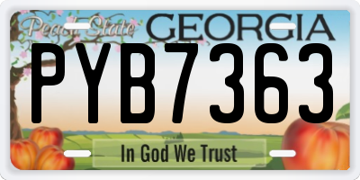 GA license plate PYB7363