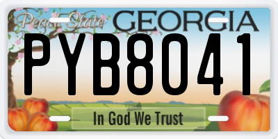 GA license plate PYB8041