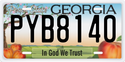 GA license plate PYB8140