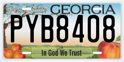 GA license plate PYB8408