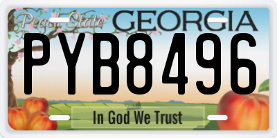 GA license plate PYB8496
