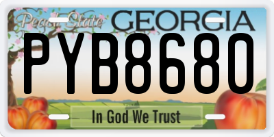 GA license plate PYB8680