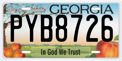 GA license plate PYB8726
