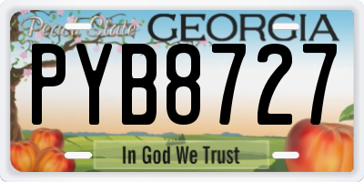 GA license plate PYB8727