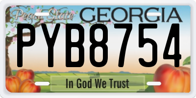 GA license plate PYB8754