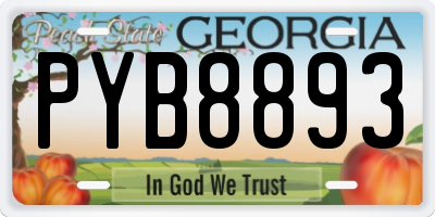 GA license plate PYB8893
