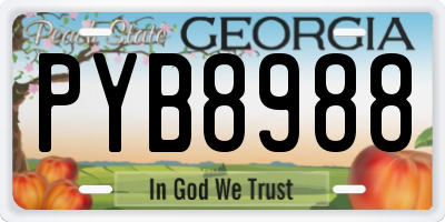 GA license plate PYB8988