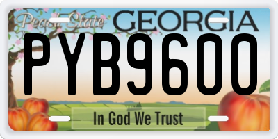 GA license plate PYB9600