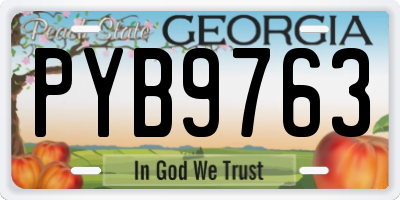 GA license plate PYB9763