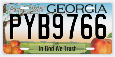 GA license plate PYB9766