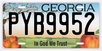 GA license plate PYB9952