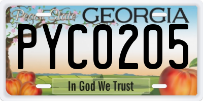 GA license plate PYC0205