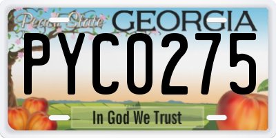 GA license plate PYC0275
