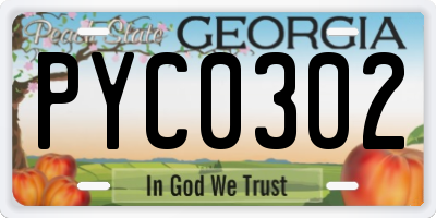 GA license plate PYC0302