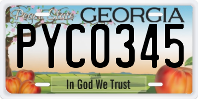 GA license plate PYC0345
