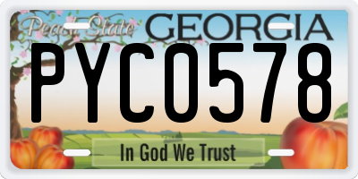 GA license plate PYC0578