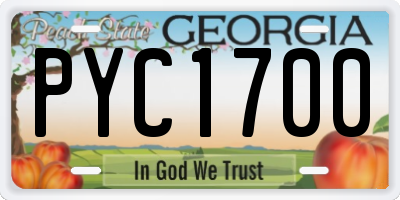 GA license plate PYC1700