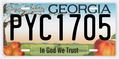 GA license plate PYC1705