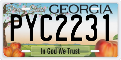GA license plate PYC2231
