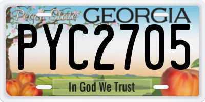 GA license plate PYC2705