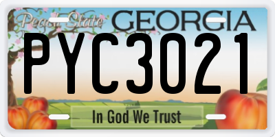 GA license plate PYC3021