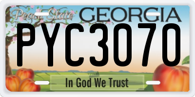 GA license plate PYC3070