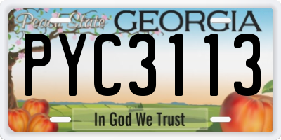 GA license plate PYC3113