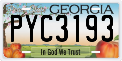GA license plate PYC3193