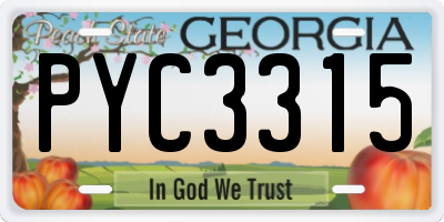 GA license plate PYC3315