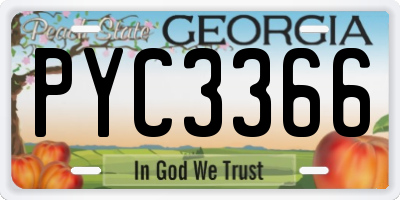 GA license plate PYC3366