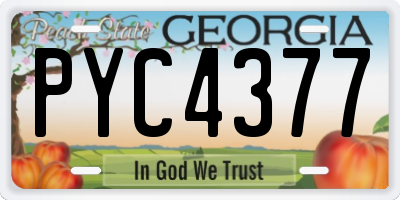 GA license plate PYC4377