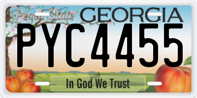 GA license plate PYC4455
