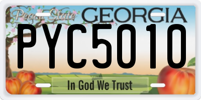 GA license plate PYC5010