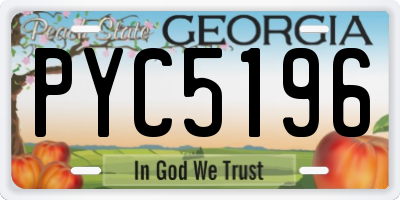 GA license plate PYC5196