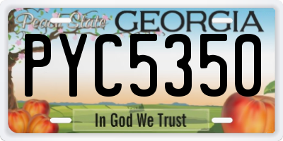GA license plate PYC5350