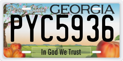 GA license plate PYC5936